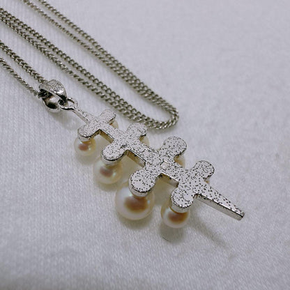 MIKIMOTO Silver Akoya baby pearl necklace with 8 pearls on a 40cm metal chain