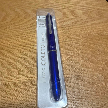 Discontinued Pilot Hi-Tec-C Coleto Lumio 4-color metallic blue pen without refill stored at home