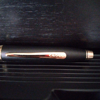 CROSS Century II black lacquer oil-based ballpoint pen with brass body and medium point