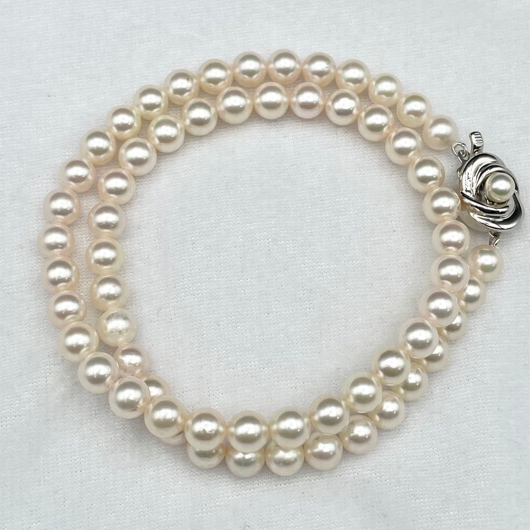 Tasaki Akoya pearl necklace 6.5-7.0mm white pearls with silver clasp 42cm length