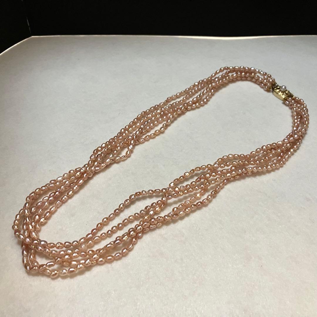 Mikimoto K145 elegant 5-row baby pearl necklace with 2.5-3.5mm pearls and K14 gold clasp, 48cm length