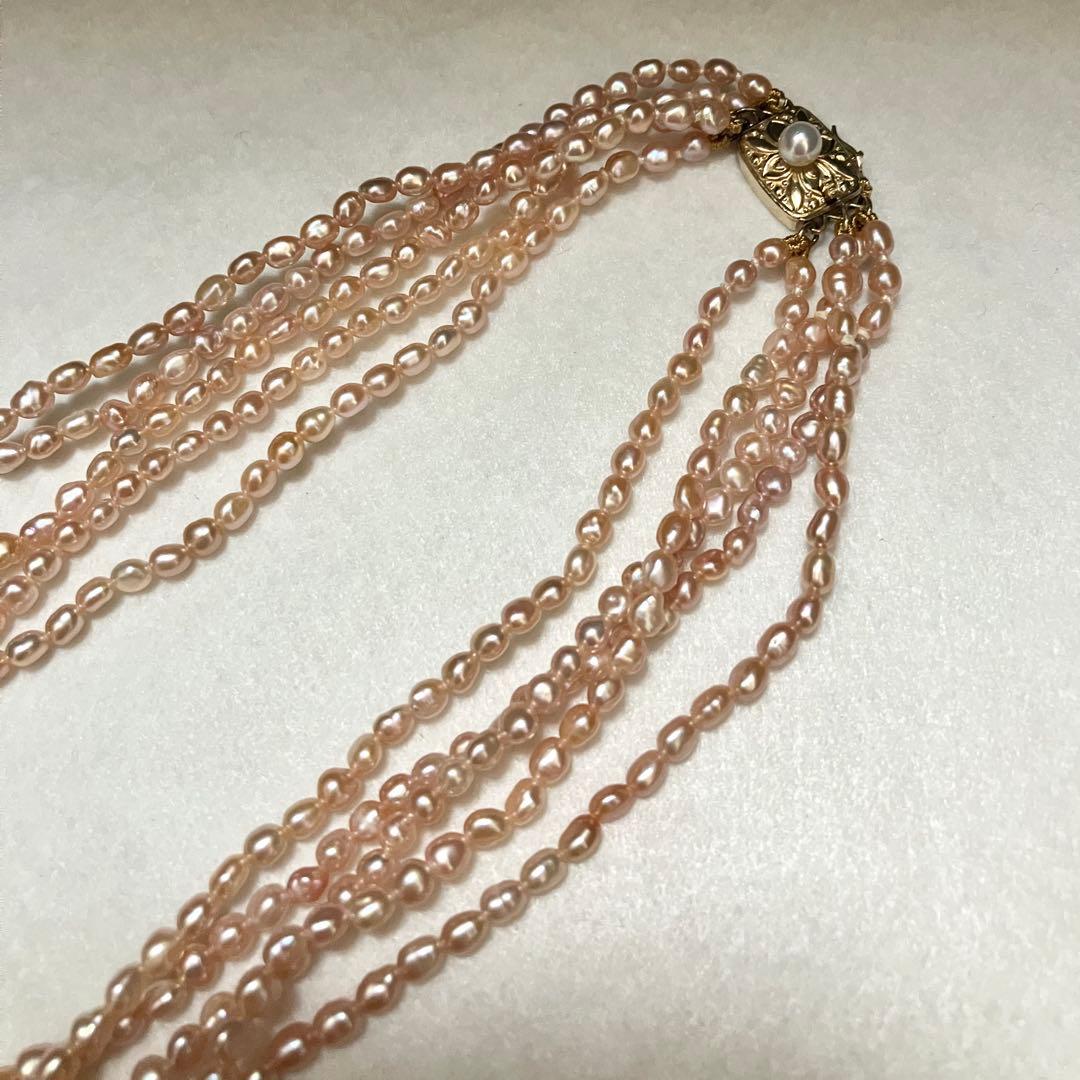 Mikimoto K145 elegant 5-row baby pearl necklace with 2.5-3.5mm pearls and K14 gold clasp, 48cm length