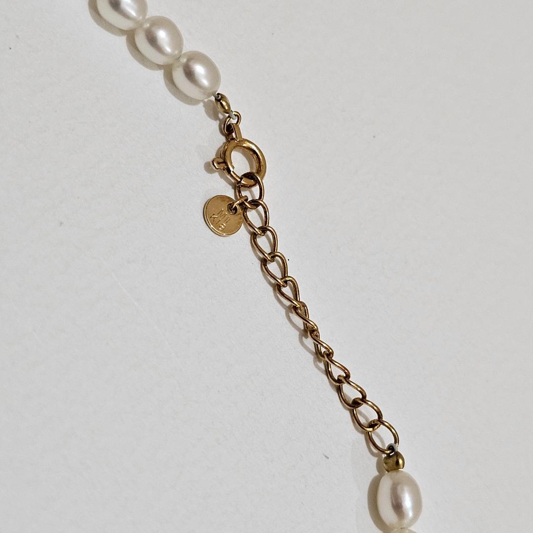 Mikimoto Perlita pearl necklace in 18K yellow gold with 4.1mm pearls, 40cm length, vintage design