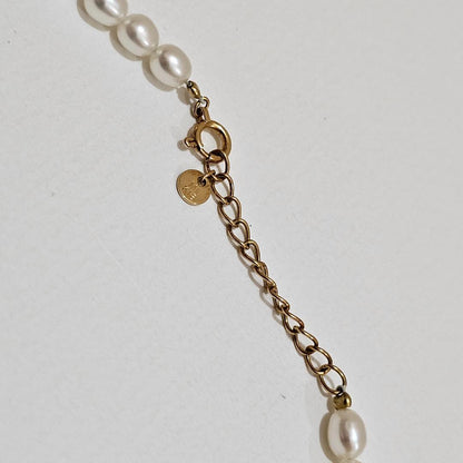 Mikimoto Perlita pearl necklace in 18K yellow gold with 4.1mm pearls, 40cm length, vintage design