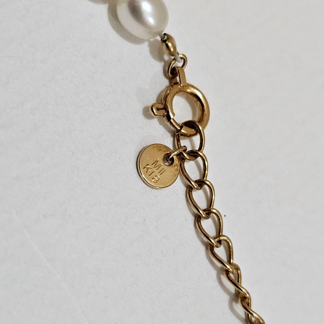 Mikimoto Perlita pearl necklace in 18K yellow gold with 4.1mm pearls, 40cm length, vintage design