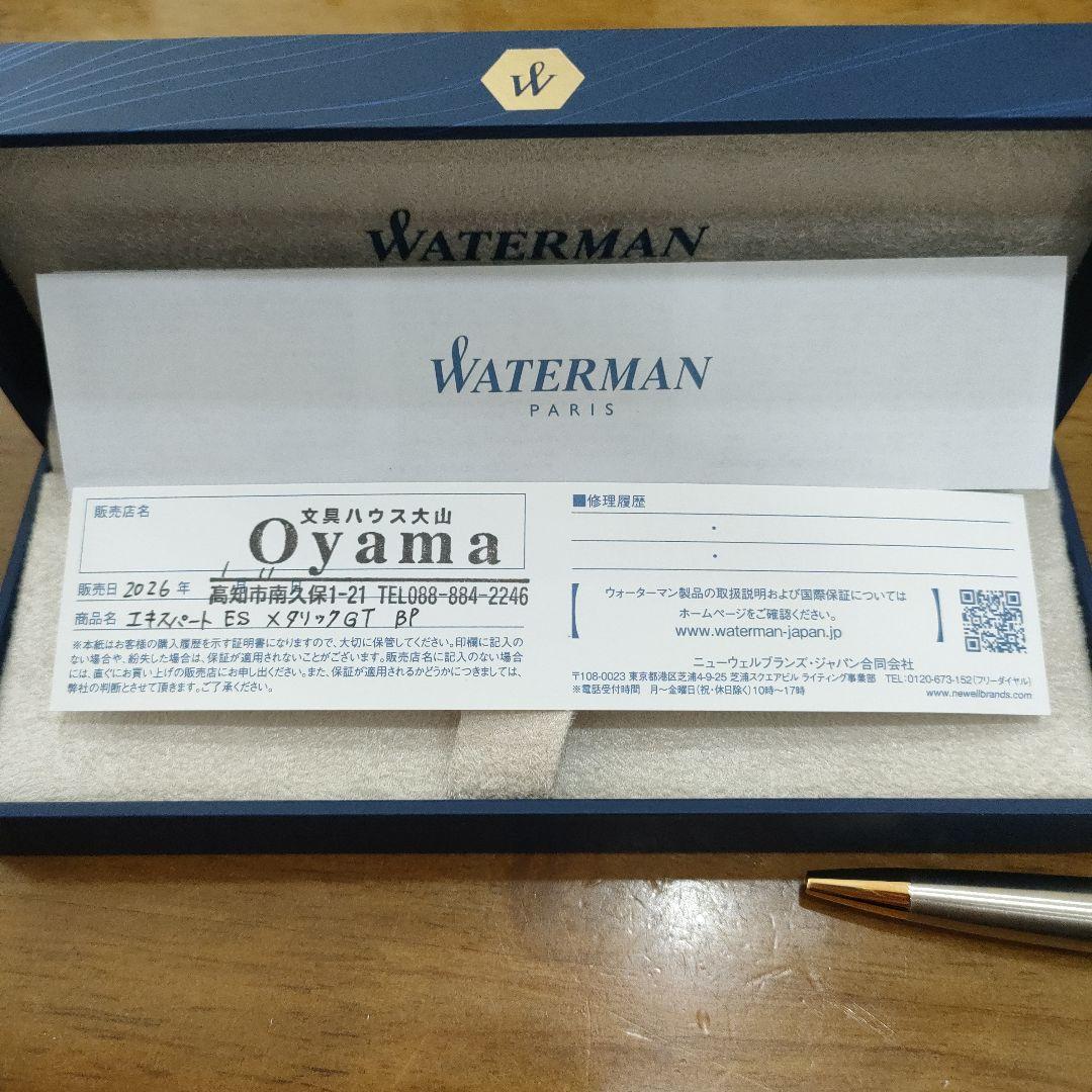 Waterman Expert E S Metallic GT ballpoint pen in metallic finish with included handbag and torn packaging