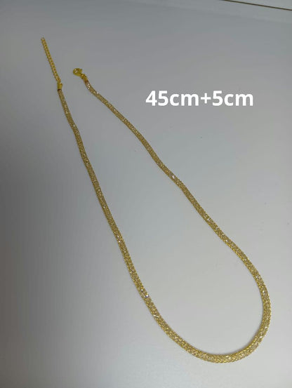 Akoya pearl pendant necklace with water crystal and diamond-like stones on stainless mesh chain