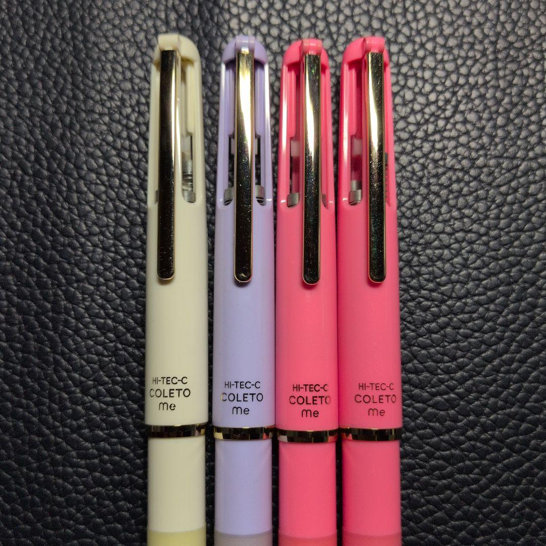 Discontinued PILOT HI-TEC-C COLETO 4-pen main body featuring gold ivory, violet, and pink colors from 2010