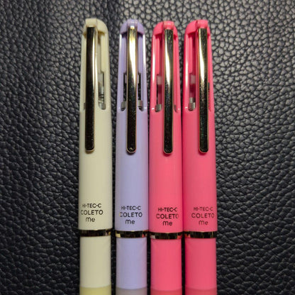 Discontinued PILOT HI-TEC-C COLETO 4-pen main body featuring gold ivory, violet, and pink colors from 2010