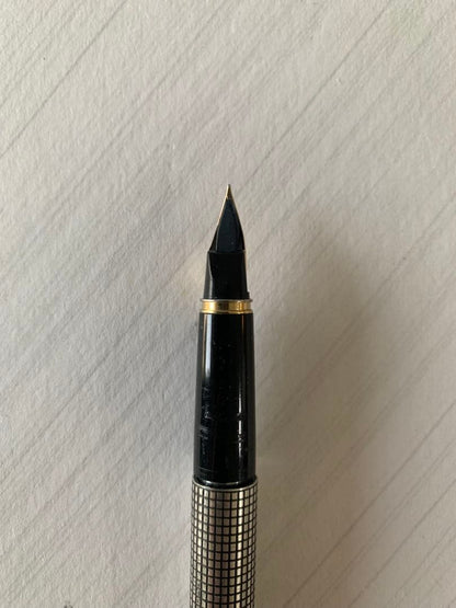 PILOT Sterling Silver Fountain Pen with 14K gold nib, showing slight grip damage and missing ring part