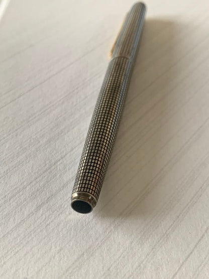 PILOT Sterling Silver Fountain Pen with 14K gold nib, showing slight grip damage and missing ring part