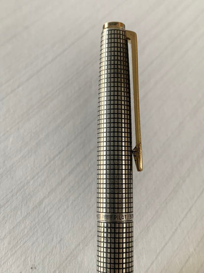 PILOT Sterling Silver Fountain Pen with 14K gold nib, showing slight grip damage and missing ring part