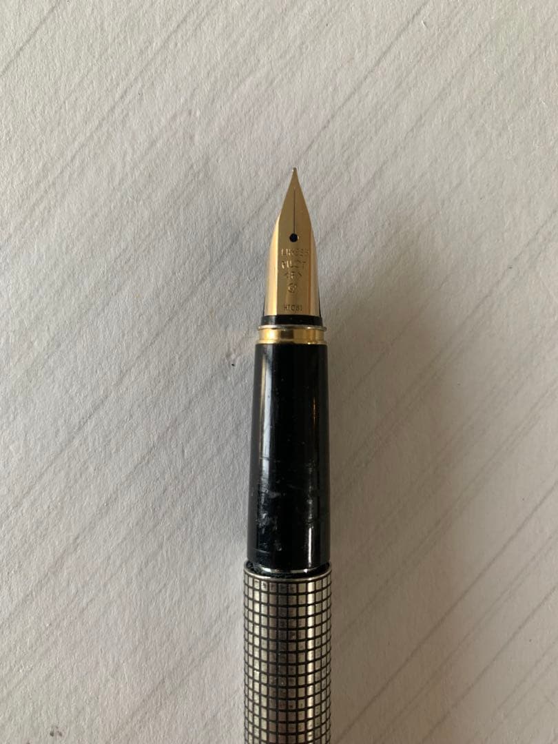PILOT Sterling Silver Fountain Pen with 14K gold nib, showing slight grip damage and missing ring part