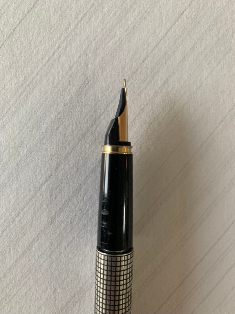 PILOT Sterling Silver Fountain Pen with 14K gold nib, showing slight grip damage and missing ring part
