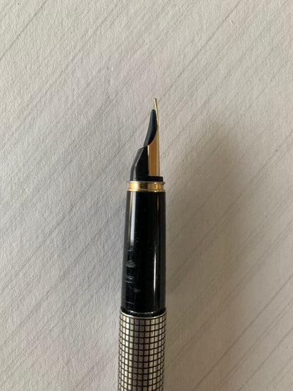 PILOT Sterling Silver Fountain Pen with 14K gold nib, showing slight grip damage and missing ring part