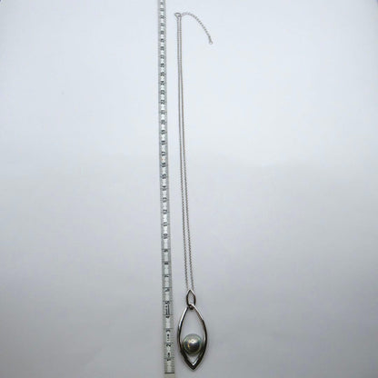 Tasaki Mabe Pearl Necklace featuring a 15mm pearl on a 60cm silver SV925 chain with black case and accessories