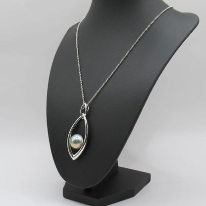 Tasaki Mabe Pearl Necklace featuring a 15mm pearl on a 60cm silver SV925 chain with black case and accessories
