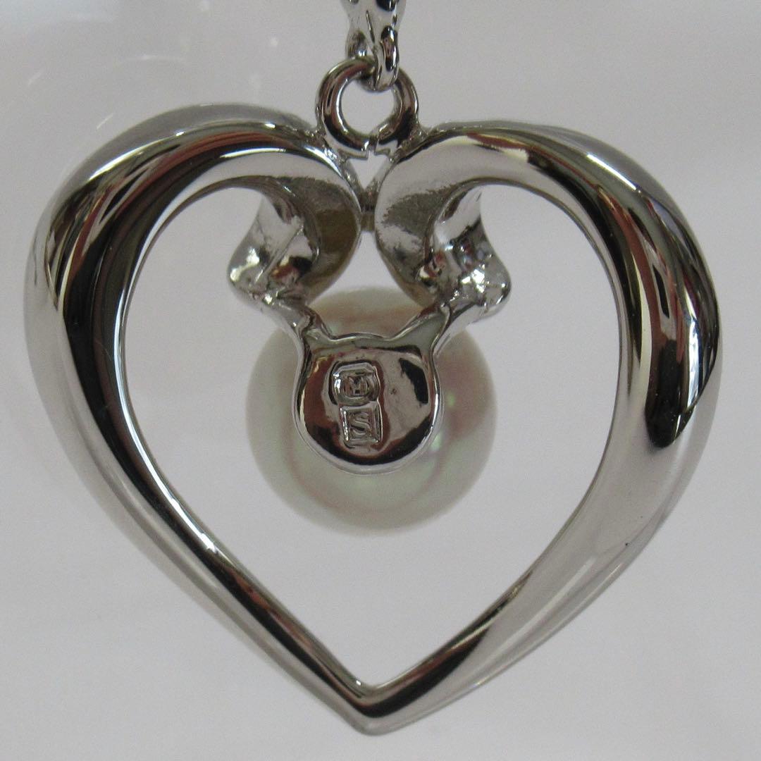 MIKIMOTO Pearl Silver Necklace 22 with single 6mm pearl on 40cm silver chain and engraved markings
