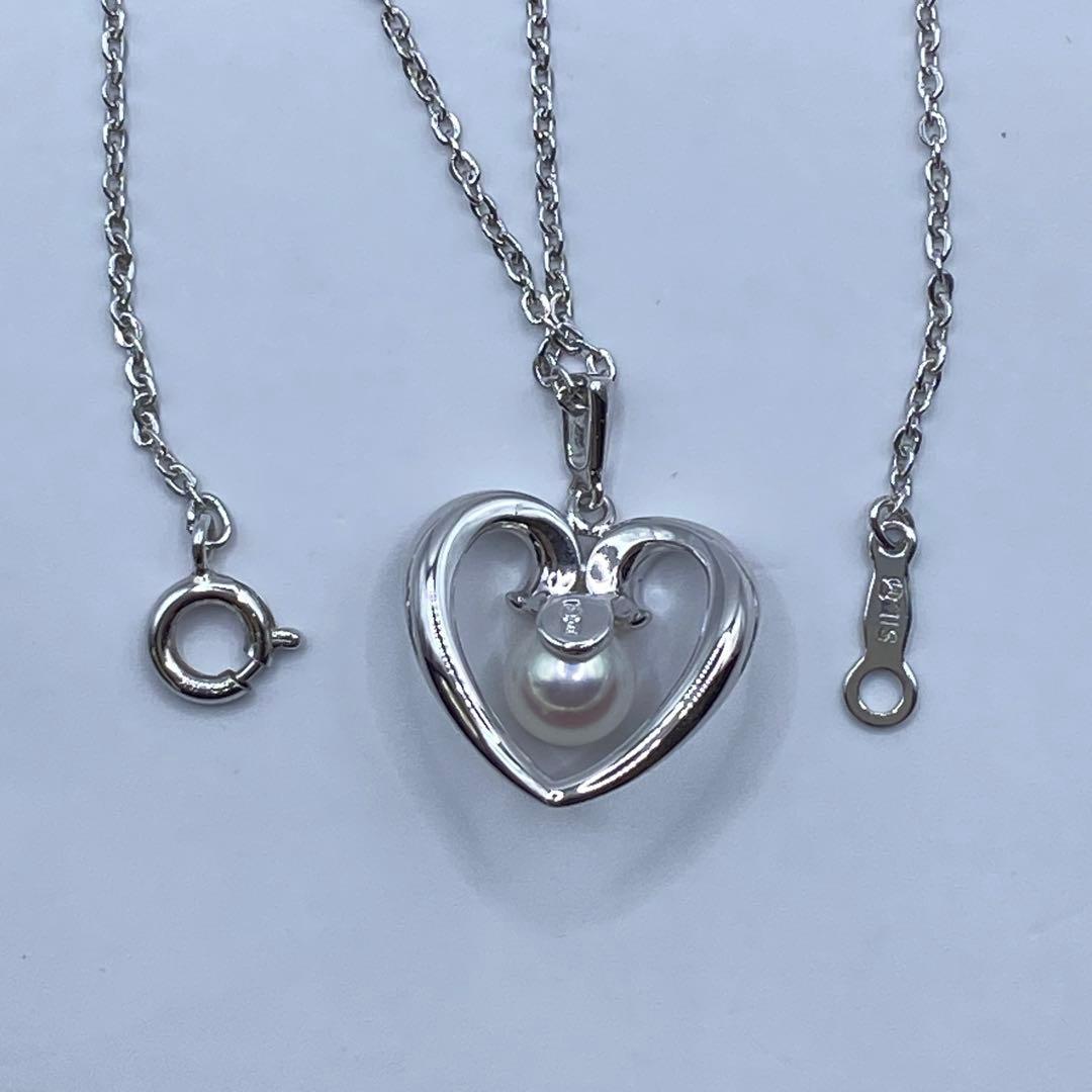 MIKIMOTO Pearl Silver Necklace 22 with single 6mm pearl on 40cm silver chain and engraved markings