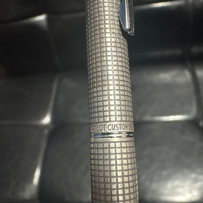 Vintage PILOT sterling silver ballpoint pen featuring Chidori pattern and knock mechanism