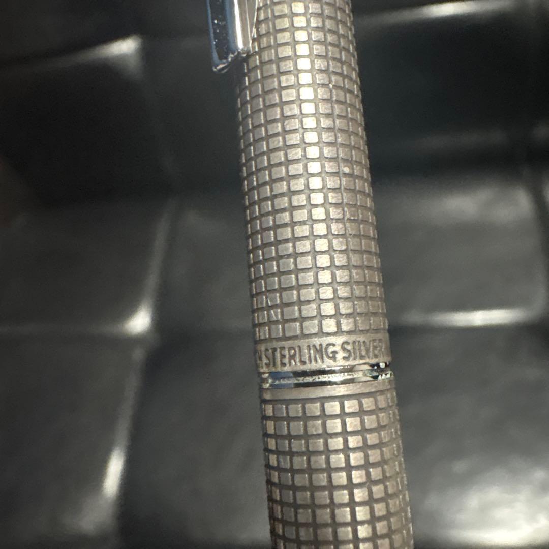Vintage PILOT sterling silver ballpoint pen featuring Chidori pattern and knock mechanism