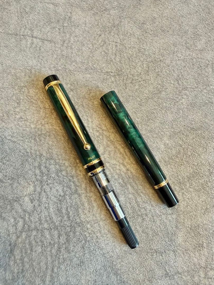 PILOT Gensace fountain pen in marble green with fine nib and included converter accessory