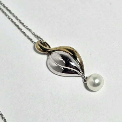 Mikimoto Pearl Necklace with SV925 silver chain and elegant pendant, 40 cm length
