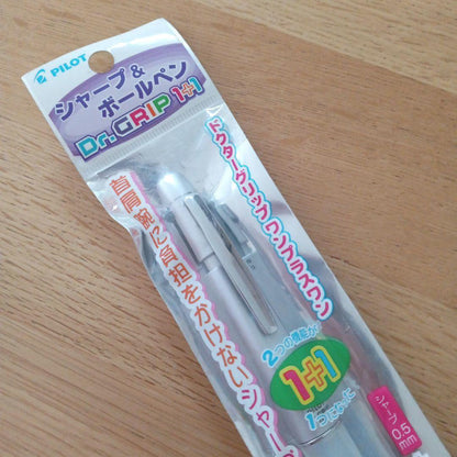Pilot Dr. Grip 1+1 multi-function pen in silver with 0.5mm pen and pencil tips