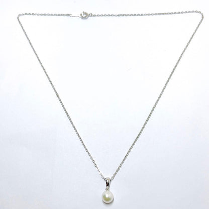 MIKIMOTO pearl necklace pendant with a single 6.4mm pearl on a silver chain, 40.5mm length