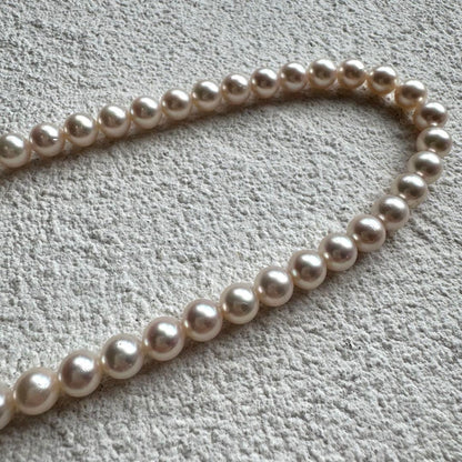 Akoya pearl necklace and earring set with 7.4mm white to pink pearls and silver SV925 metal fittings