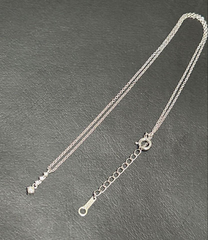 Tasaki pearl diamond silver necklace with 38 cm length, 3.5 cm adjuster, and diamond pendant at the tip