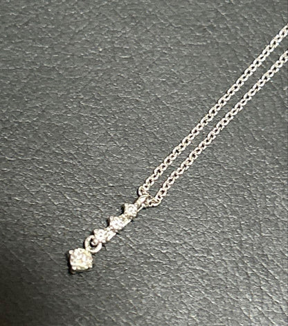Tasaki pearl diamond silver necklace with 38 cm length, 3.5 cm adjuster, and diamond pendant at the tip