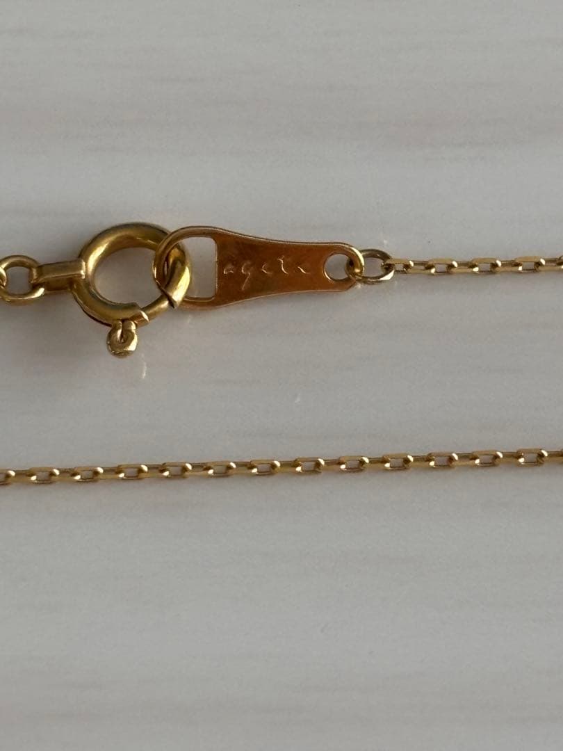 agete K18YG gold necklace with 0.06ct diamond flower pendant on 40cm chain