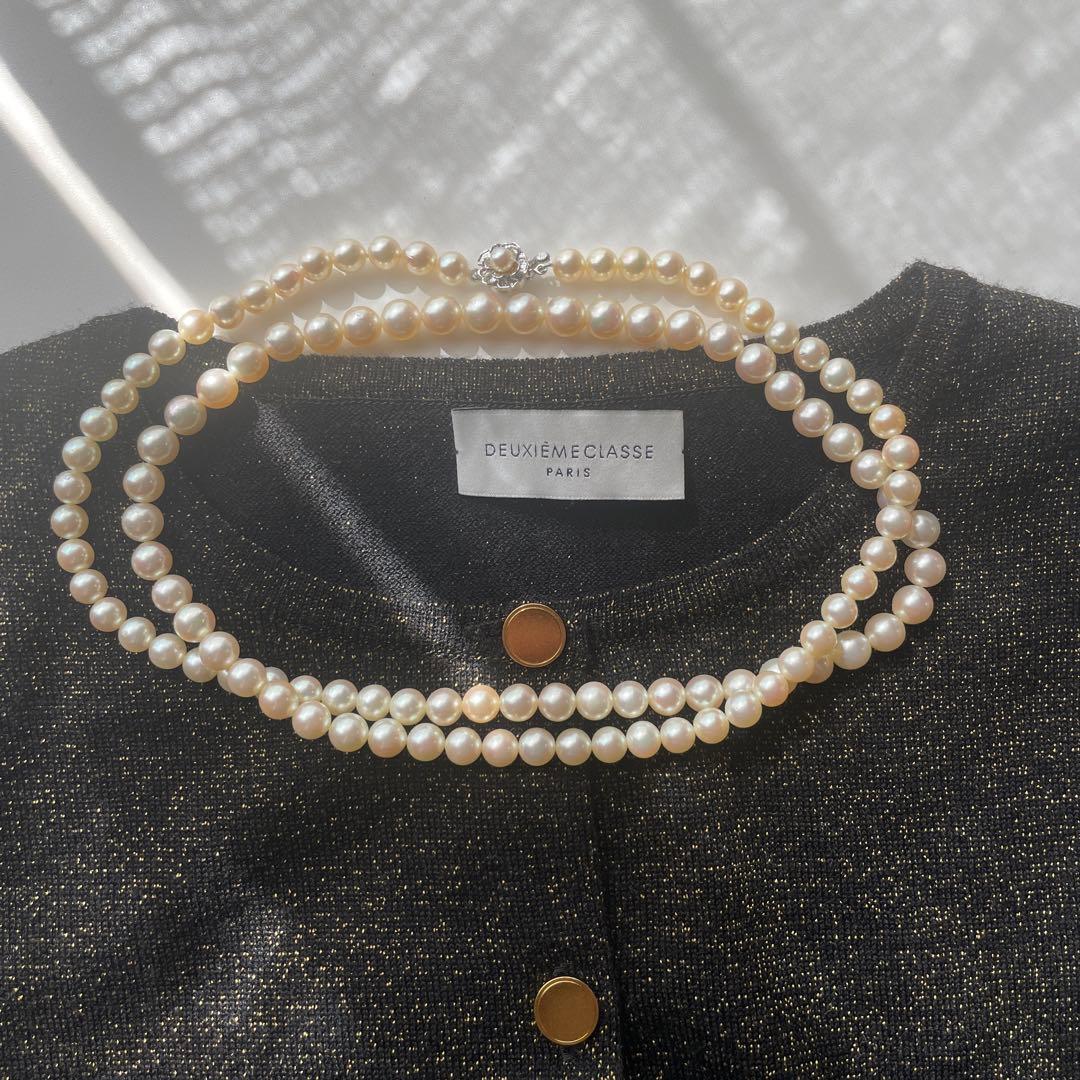 Akoya pearl necklace with genuine ivory pearls sized 8.6-7.0mm, 82cm long with clasp