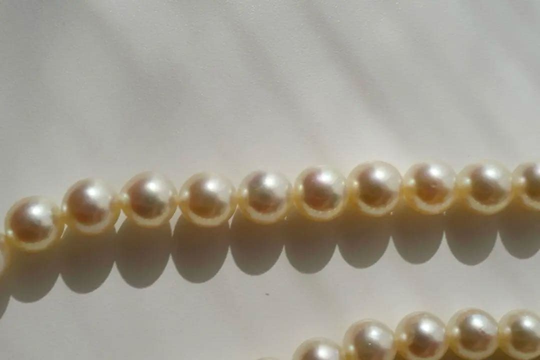 Akoya pearl necklace with genuine ivory pearls sized 8.6-7.0mm, 82cm long with clasp