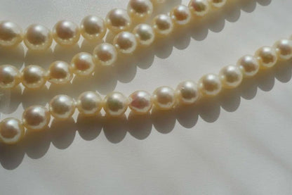 Akoya pearl necklace with genuine ivory pearls sized 8.6-7.0mm, 82cm long with clasp
