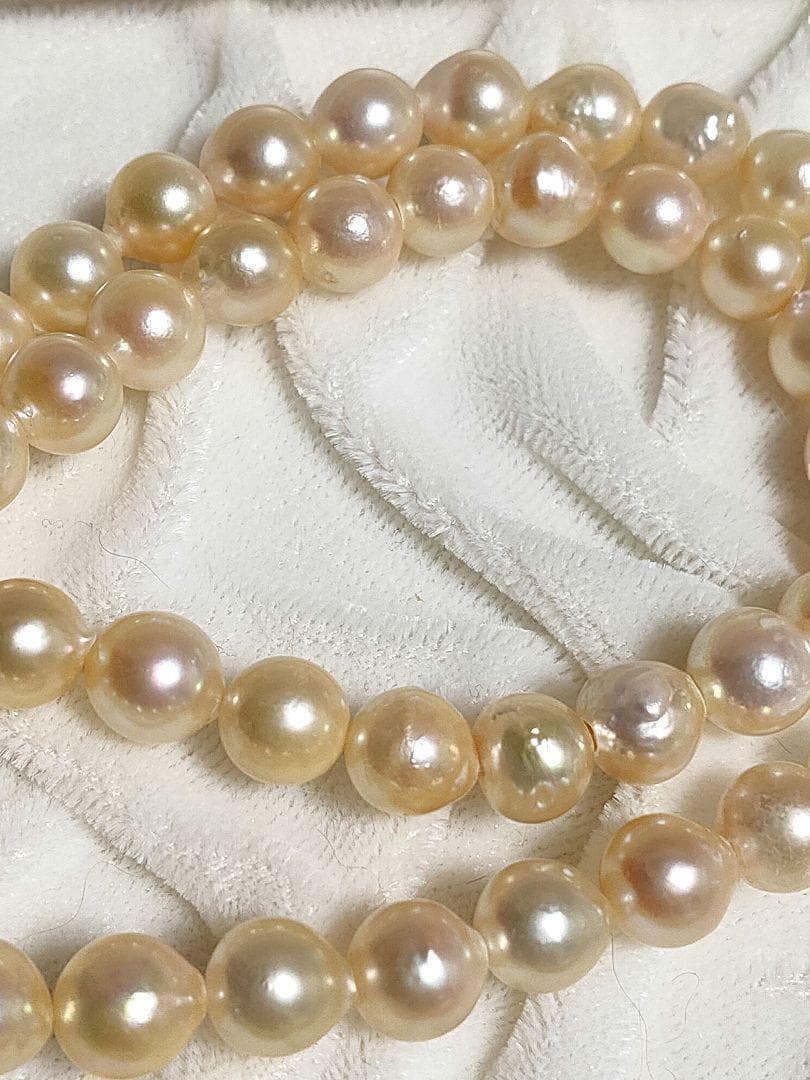 Kuro Teri Strong 7.2mm orange pink Akoya pearl necklace on 44cm silver SV925 chain