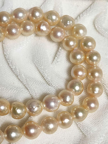 Kuro Teri Strong 7.2mm orange pink Akoya pearl necklace on 44cm silver SV925 chain