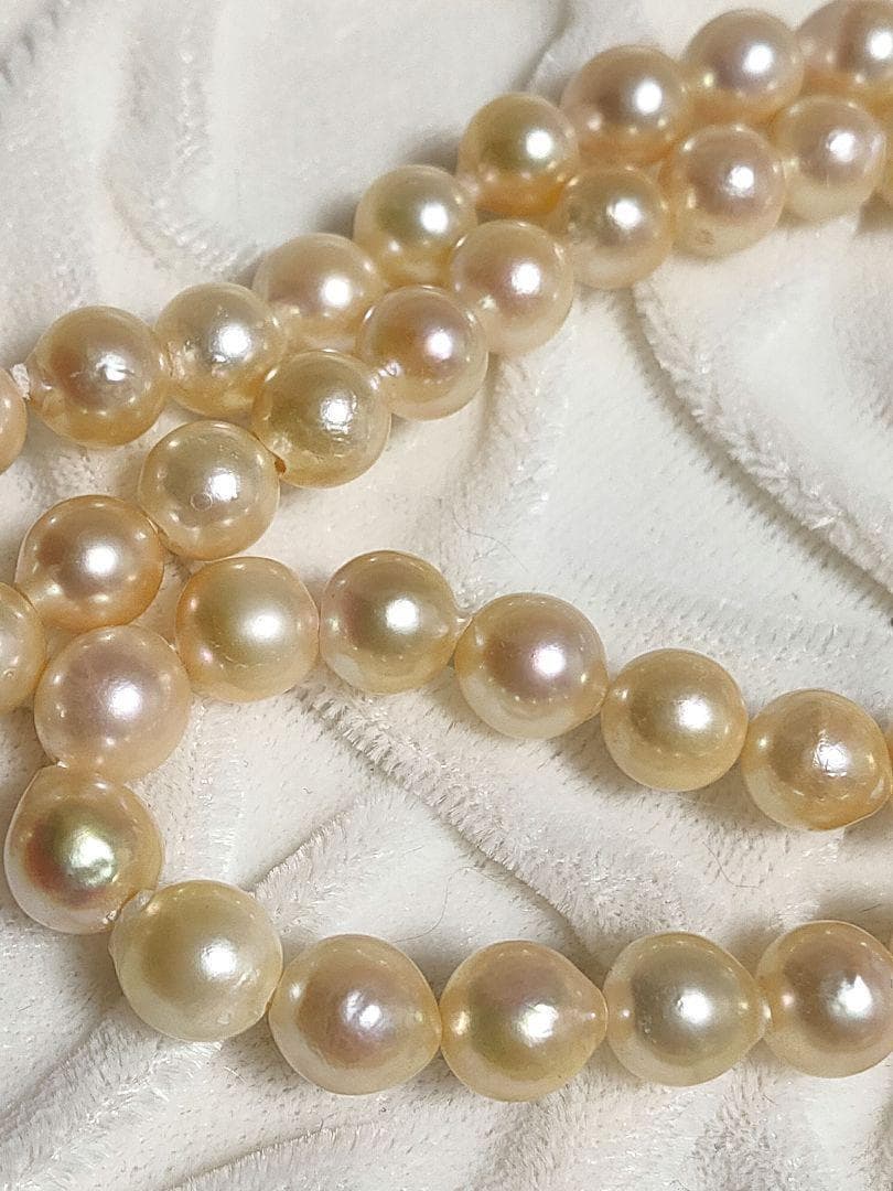 Kuro Teri Strong 7.2mm orange pink Akoya pearl necklace on 44cm silver SV925 chain