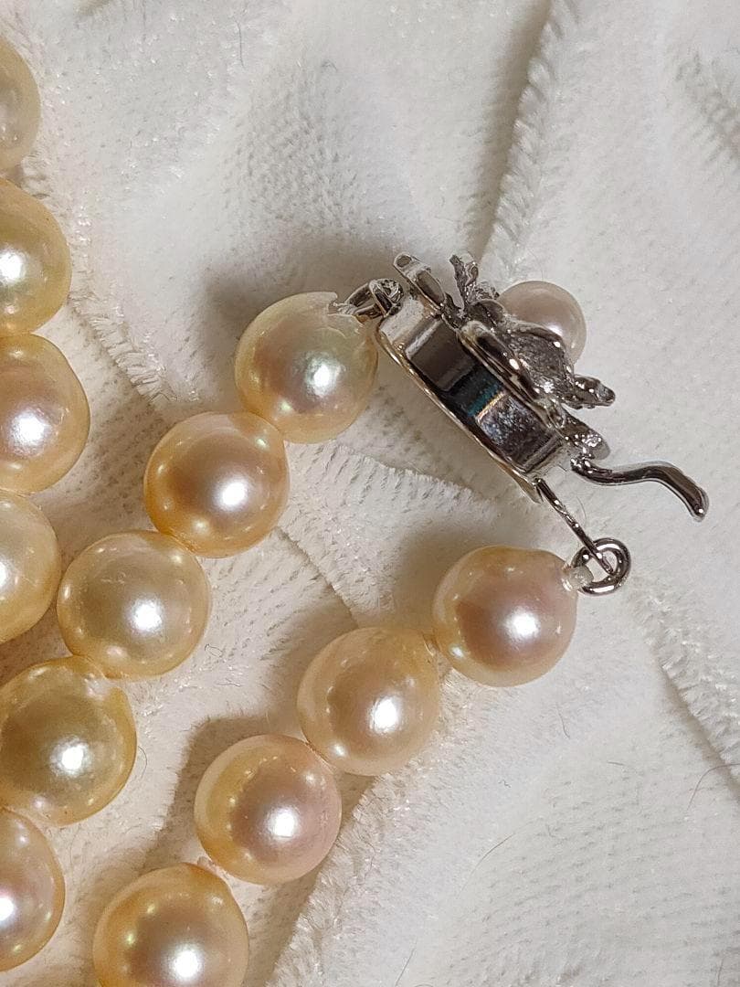 Kuro Teri Strong 7.2mm orange pink Akoya pearl necklace on 44cm silver SV925 chain