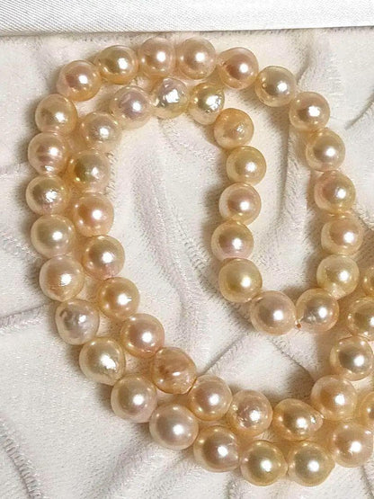 Kuro Teri Strong 7.2mm orange pink Akoya pearl necklace on 44cm silver SV925 chain