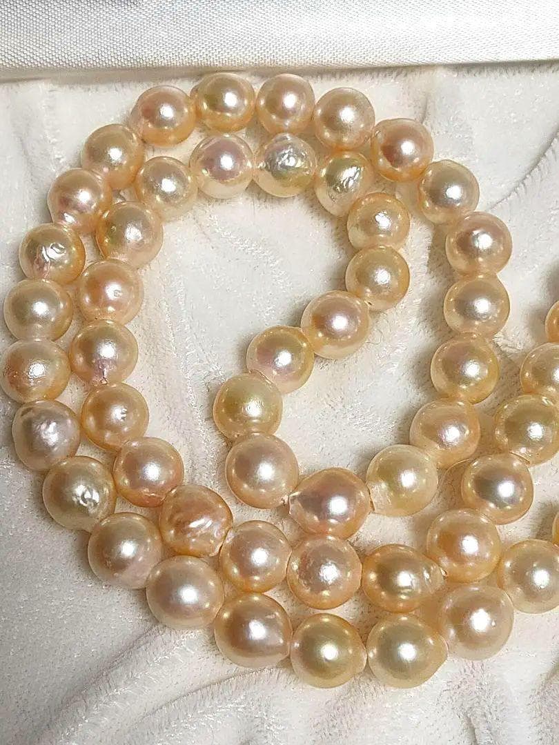 Kuro Teri Strong 7.2mm orange pink Akoya pearl necklace on 44cm silver SV925 chain