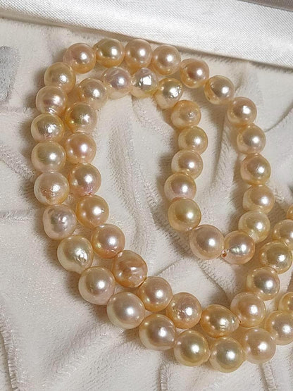 Kuro Teri Strong 7.2mm orange pink Akoya pearl necklace on 44cm silver SV925 chain