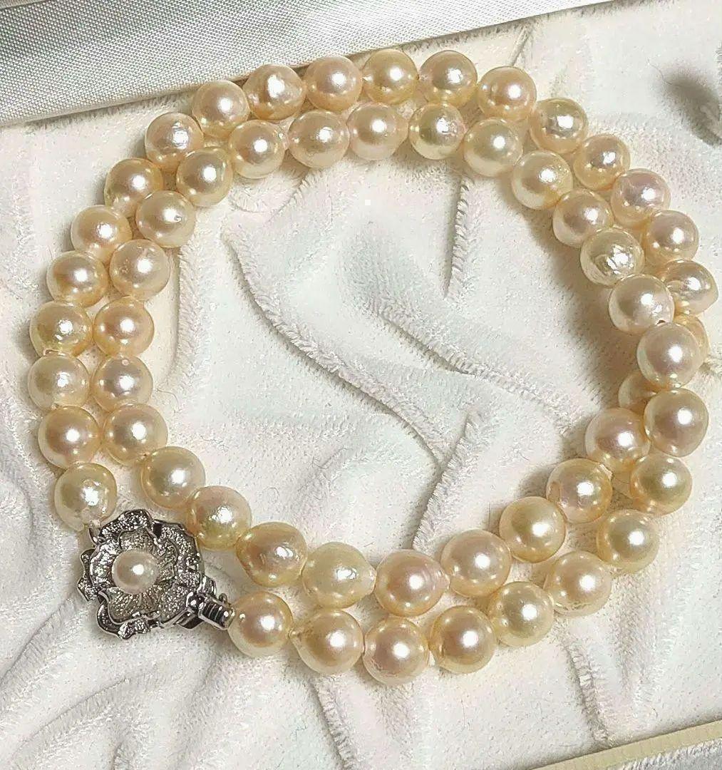 Kuro Teri Strong 7.2mm orange pink Akoya pearl necklace on 44cm silver SV925 chain