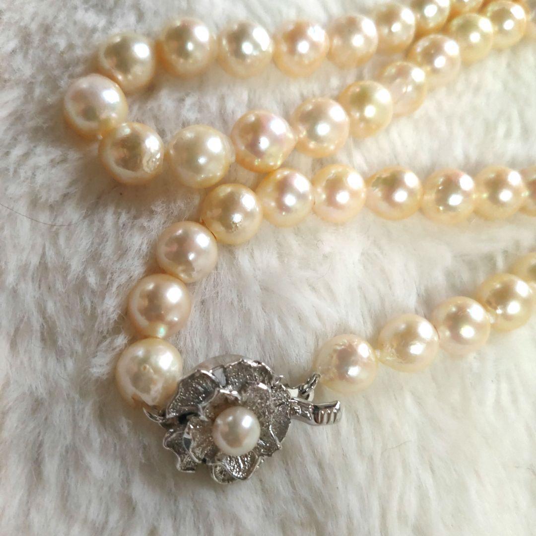 Kuro Teri Strong 7.2mm orange pink Akoya pearl necklace on 44cm silver SV925 chain