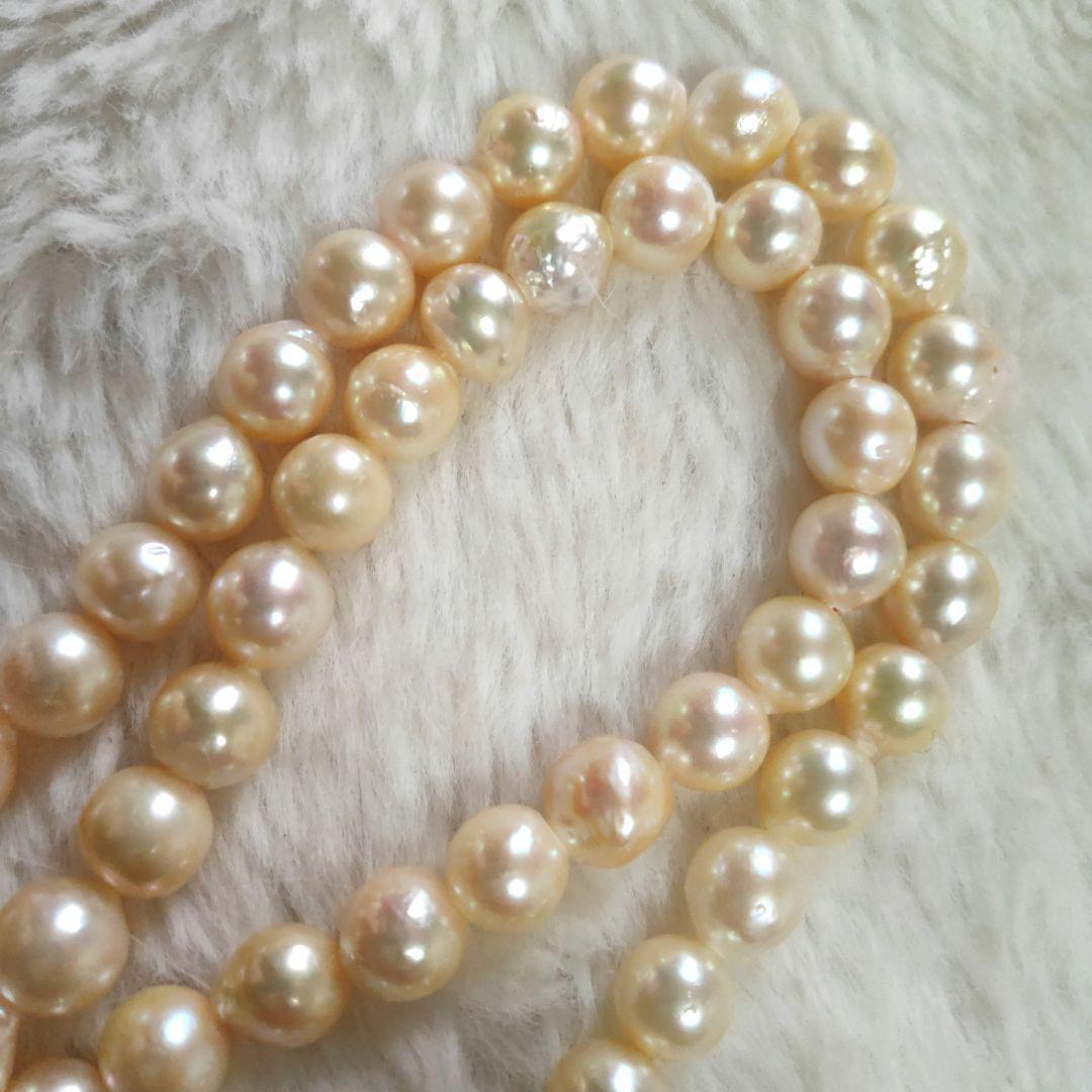 Kuro Teri Strong 7.2mm orange pink Akoya pearl necklace on 44cm silver SV925 chain