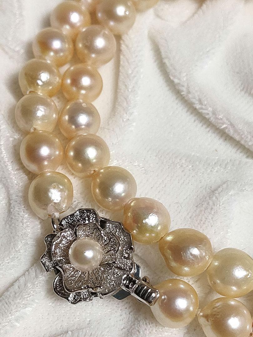 Kuro Teri Strong 7.2mm orange pink Akoya pearl necklace on 44cm silver SV925 chain