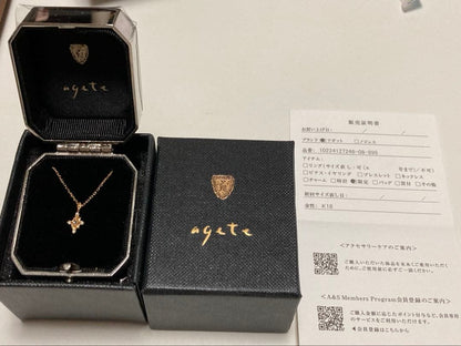 Agete Winter Limited K18 diamond necklace with rose cut diamonds on a 40 cm chain in unused condition