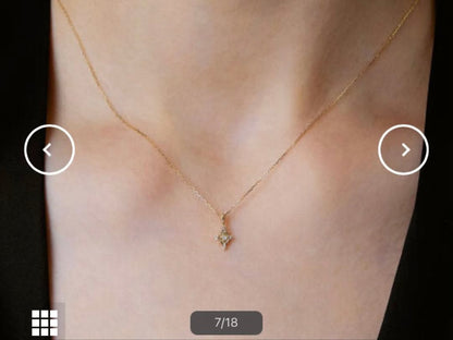 Agete Winter Limited K18 diamond necklace with rose cut diamonds on a 40 cm chain in unused condition