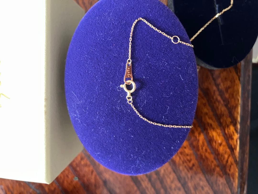 agete K18 gold necklace with 0.07 carat diamond and engraved design, elegant and certified